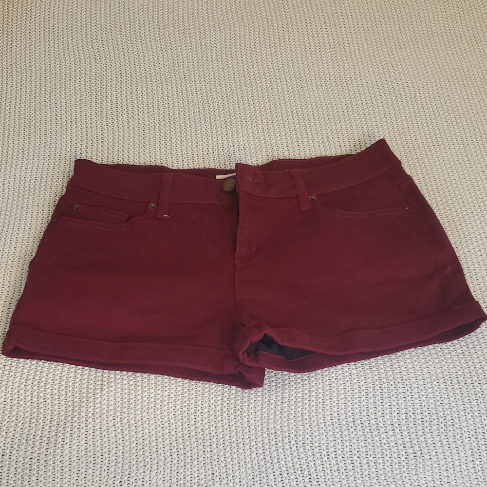 No Boundaries Red Jean Shorts High Cut Denim